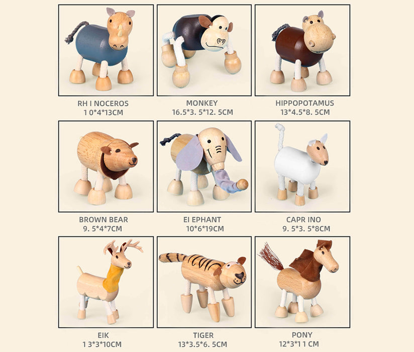 Mukaimo 9 PCS-1 Wooden Creative Animal Dolls