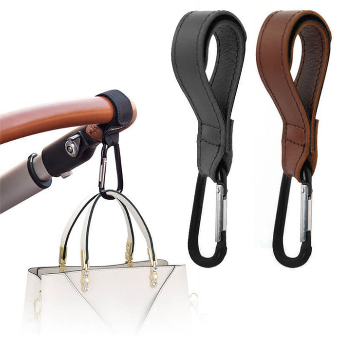Stroller Hook PU Leather Velcro Portable Hanging Storage Organizing/2 PCS