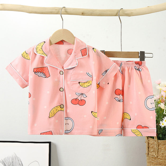 Korean Style Children's Cotton Lapel Home Clothes