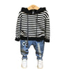 Children's Casual Hooded Sweater Striped Pants
