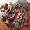 Check Lapel Long Sleeve Top Cotton Printed Children's Bottoming Shirt