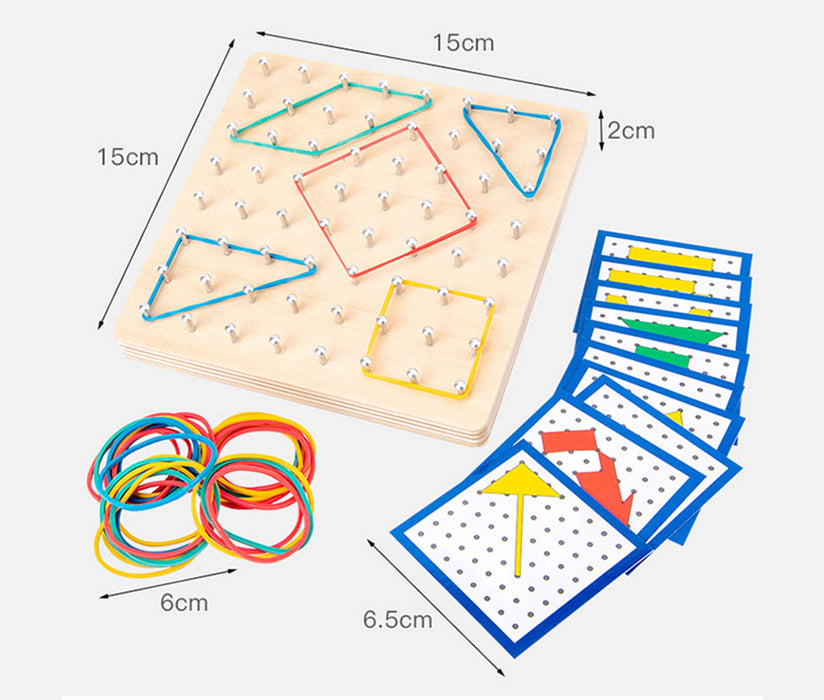 Montessori-Rubber Band Geometric Stringing Nail Board