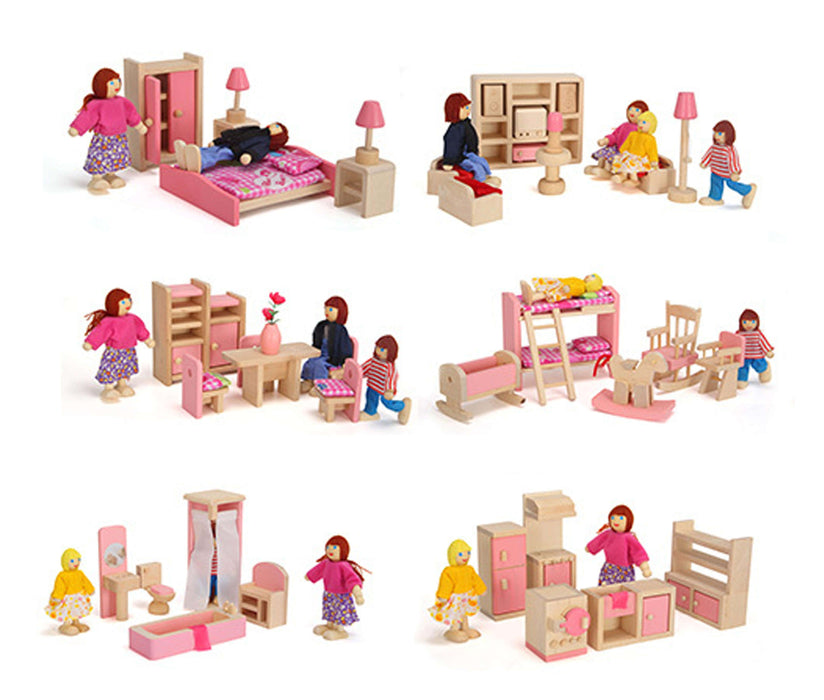 Mukayimotoys 1:12 Doll House Mini Wooden Toy Furniture Set