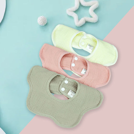 MUKAYIMO Card 360°Rotating Bib, Four-Layer Cotton Gauze Bib, Baby Saliva Towel/3 PCS
