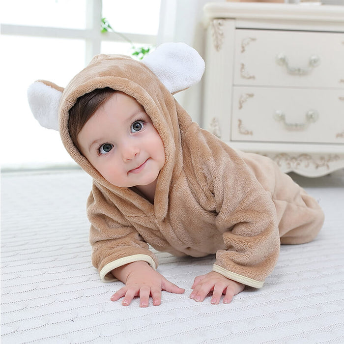 MUKAYIMO Flannel Hooded One-Piece Crawl Suit