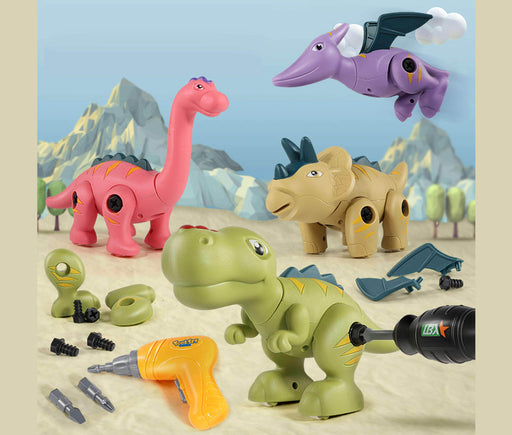 Mukayimotoy Plastic Non-Toxic DIY Manual Disassembly and Assembly Dinosaur 3-in-1 Set
