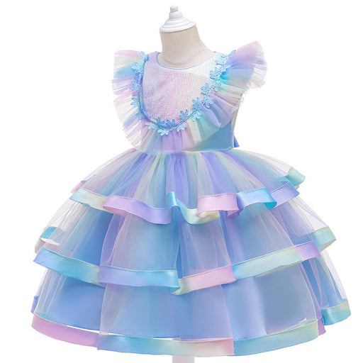 Rainbow Gradient Children Skirt Fluffy Mesh Sequined Princess Dress —  Mukayimotoys