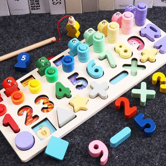 Mukayimotoys Wooden Seven-In-One Multifunctional Letter Board