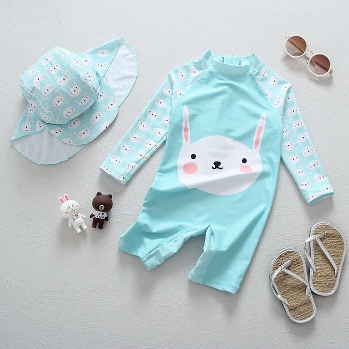 Girls' Baby Simple Bunny One-piece Sunscreen Surfing Suit