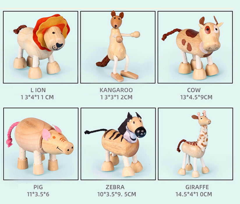 Mukaimo 6 PCS-2 Wooden Creative Animal Dolls