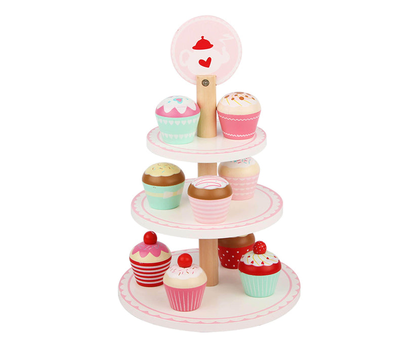 Mukaimo Wooden Cake Set with 3-layer Food Shelf