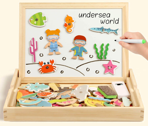 Mukayimotoys Drawing Board Magnetic Beach Ocean Fishing Puzzle