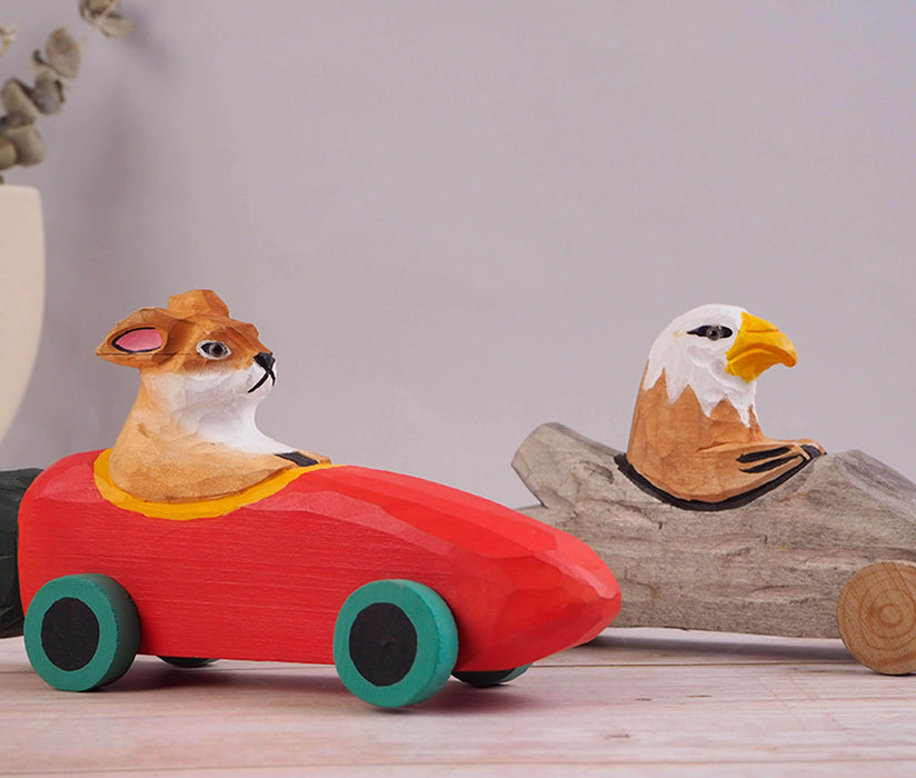 Mukayimotoys Handmade Solid Wood Carved Animal Scooter