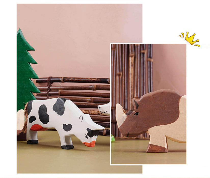 Mukayimotoys Handmade Solid Wood Carving Farm Set Series