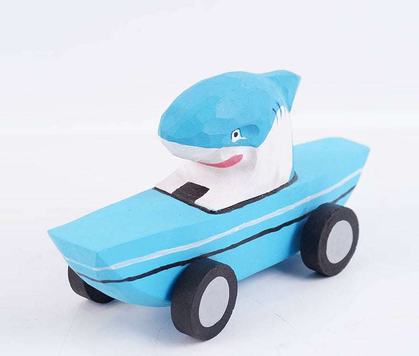 Mukayimotoys Shark Car Handmade Solid Wood Carved Animal Scooter